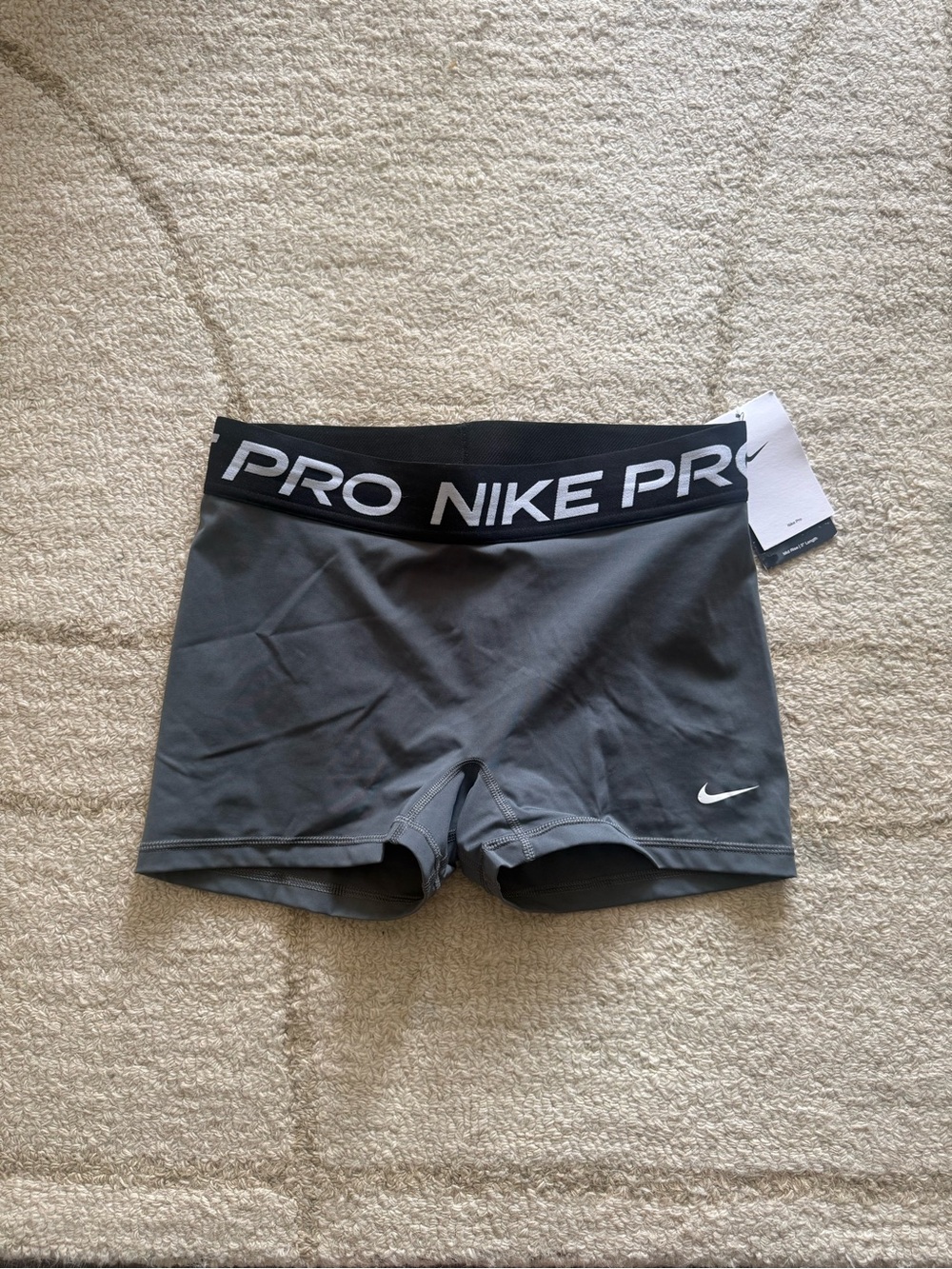 Nike Pro Women's Charcoal Gray Training Shorts with Black Branded Waistband